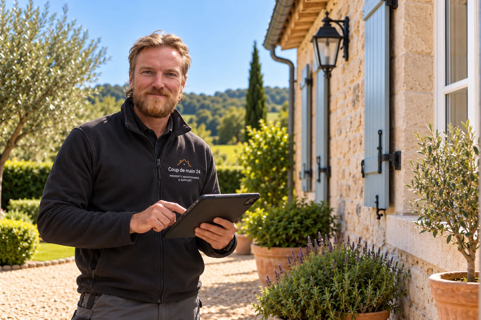 Illustrative image of Coup de main 24 property inspection with a tablet